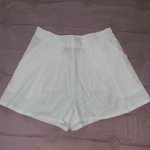 White linen shorts